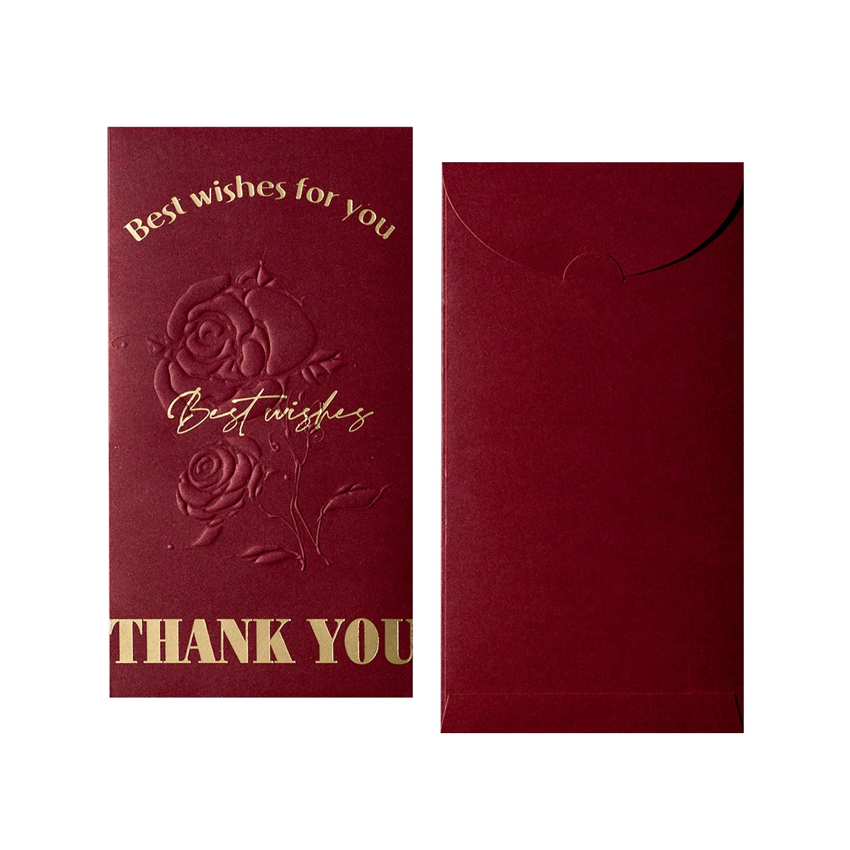 酒紅色燙金婚禮隨禮利是封