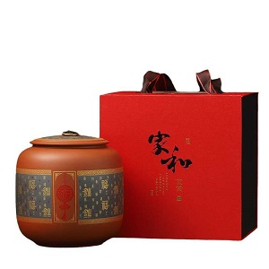 典雅紅福紫砂茶葉罐禮盒套裝