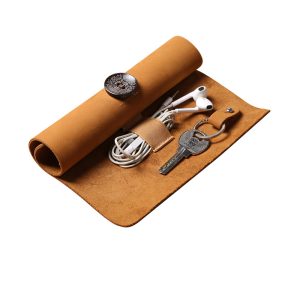 Rolled leather storage bag