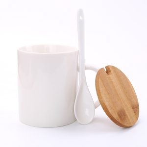 Bamboo lid ceramic cup