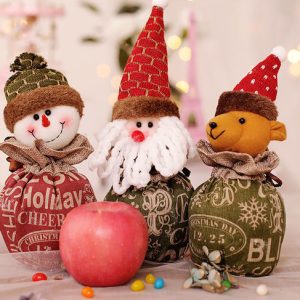Cotton and linen Christmas apple bag