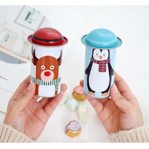 Christmas tin box with hat decoration