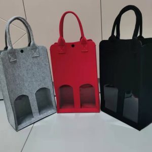 Felt double-walled wine tote bag