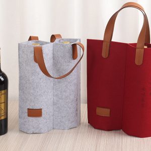 Felt red wine tote bag