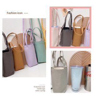Portable cross-body canvas cup sleeve