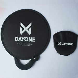 Round folding advertising fan with handle