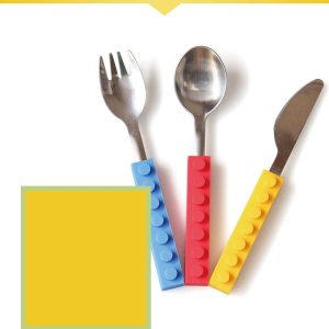 A three-piece set of silicone building blocks