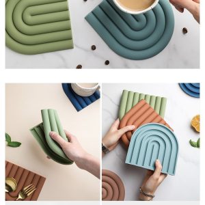 Silicone rainbow shaped placemat coaster