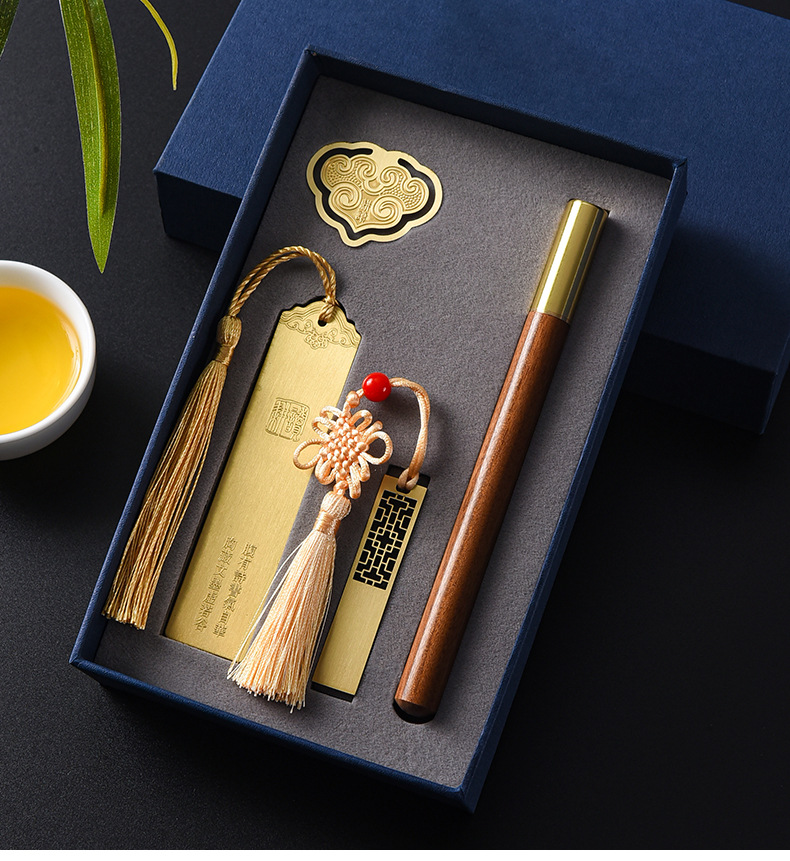 Bookmark wood grain pen gift box