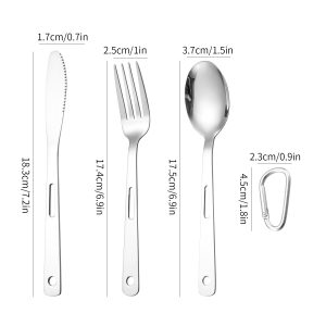 Carabiner outdoor three-piece cutlery set