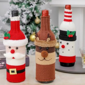 Christmas knitted wine set