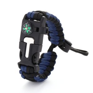 Outdoor woven bracelet with compass