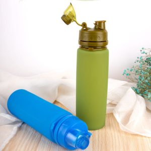 Lanyard portable folding silicone water bottle