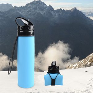 600ml silicone folding sports water bottle