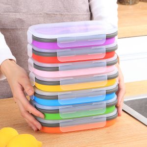 1000ml single-compartment silicone folding lunch box