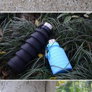 Portable sports folding silicone water bottle