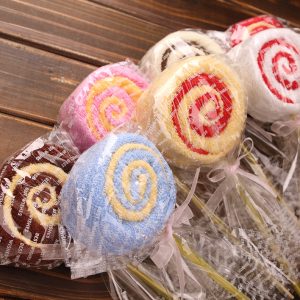 Colorful lollipop-shaped towels