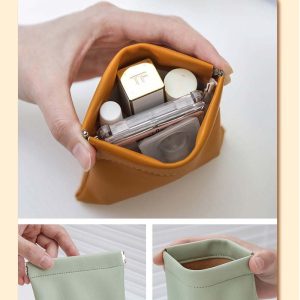 Self-closing shrapnel makeup bag