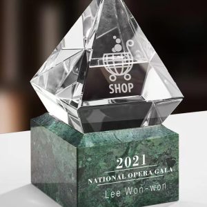 Green marble crystal trophy