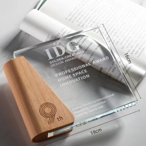 Crystal wood inkstone trophy