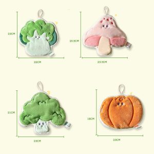 Coral velvet towel in the shape of a vegetable