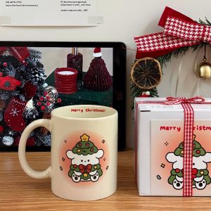Christmas puppy-shaped ceramic mug