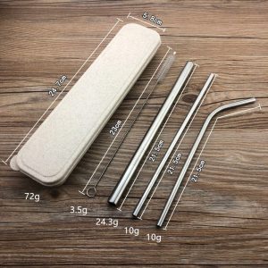 Stainless steel drinking tube set of four
