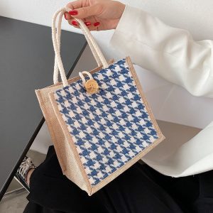 Buttoned tote canvas bag