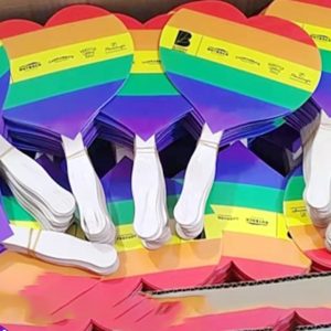 Custom special-shaped wooden handle advertising fan
