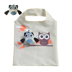 Owl-shaped folding shopping bag
