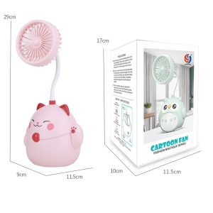 Lucky cat fan with pen holder