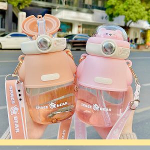 Cute space bear shape sports water bottle
