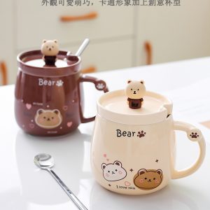 Cute bear shape double cup gift box set