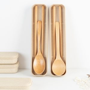 Japanese-style simple pure wood portable tableware