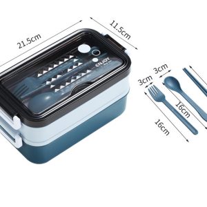 Double-walled bento lunch box with cutlery insulation
