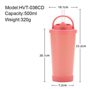 500ml ceramic inner tank straw cup