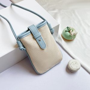 Vintage linen canvas bias bag