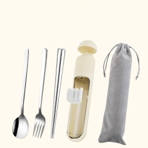 Rotatable stainless steel portable cutlery