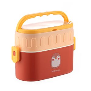 Double-walled oval portable lunch box
