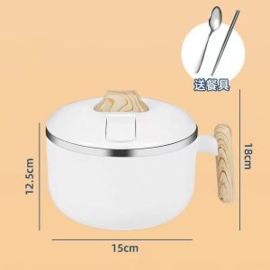 Stainless steel bento lunch box with wooden handle