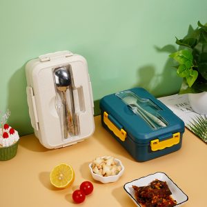 Lunch box with stainless steel cutlery