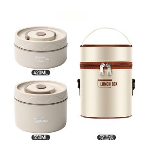 Round stainless steel portable lunch box