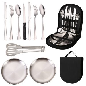 Disc cloth bag camping set cutlery