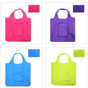 Solid zipper folding shopping bag