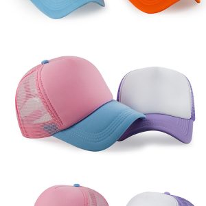 Color-blocked sponge mesh advertising cap