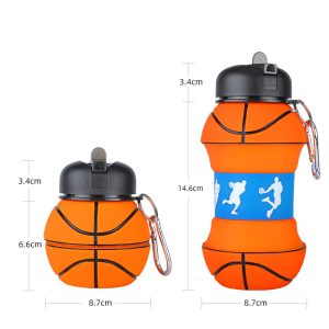 Basketball folding silicone water bottle