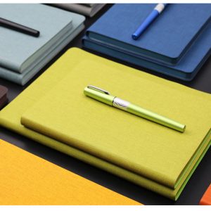 Business PU imitation leather notepad and metal pen set